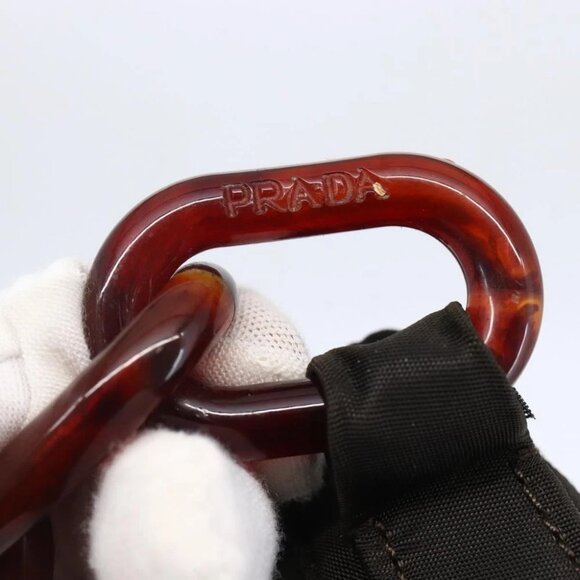 PRADA Chain Shoulder Bag Nylon Brown Auth - Picture 12 of 16